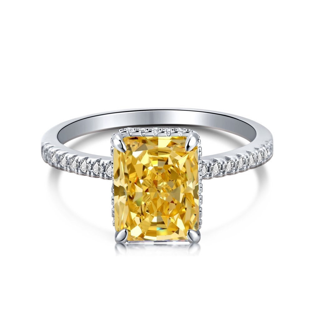 Zen Healing 925 Sterling Silver Colored Zircon Super Flash Wedding Ring
