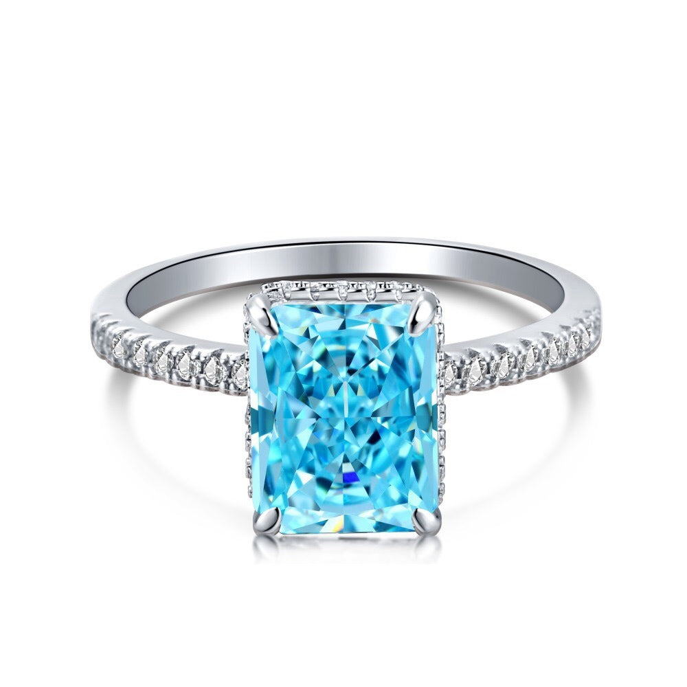 Zen Healing 925 Sterling Silver Colored Zircon Super Flash Wedding Ring