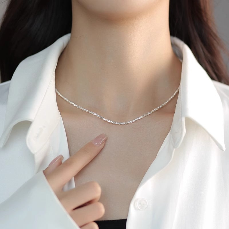 Zen Healing 925 Sterling Silver Irregular Fragment Swarovski Pearls Necklace