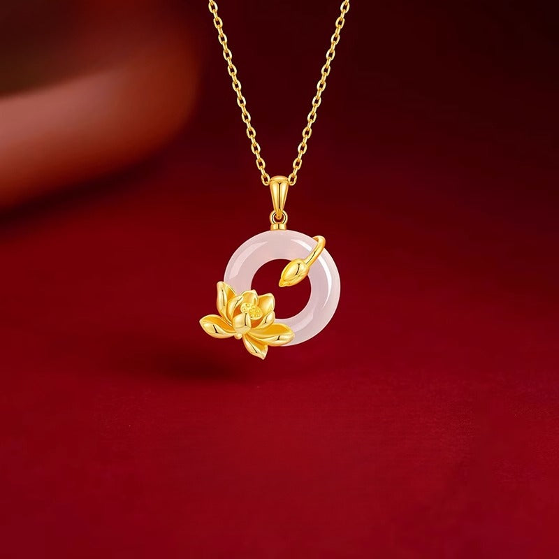 Zen Healing 925 Sterling Silver Lotus Peace Buckle Blessing Necklace