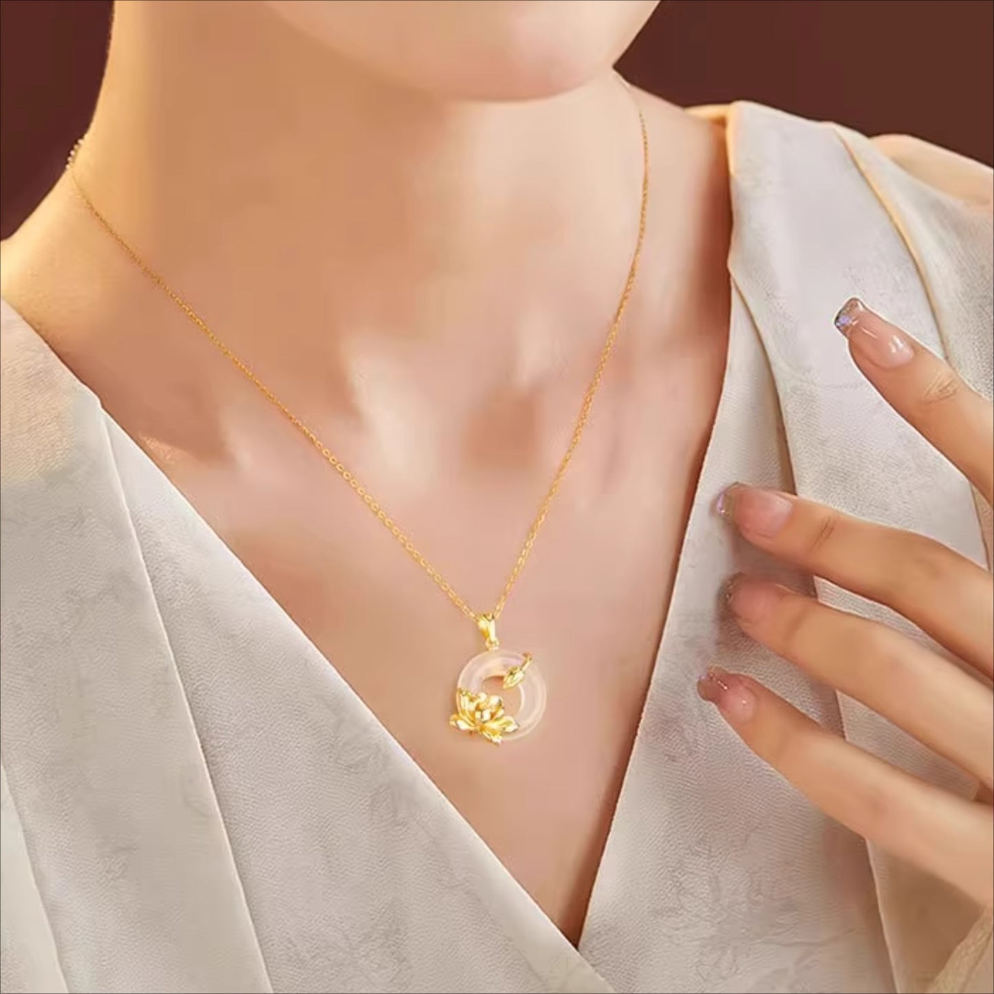 Zen Healing 925 Sterling Silver Lotus Peace Buckle Blessing Necklace