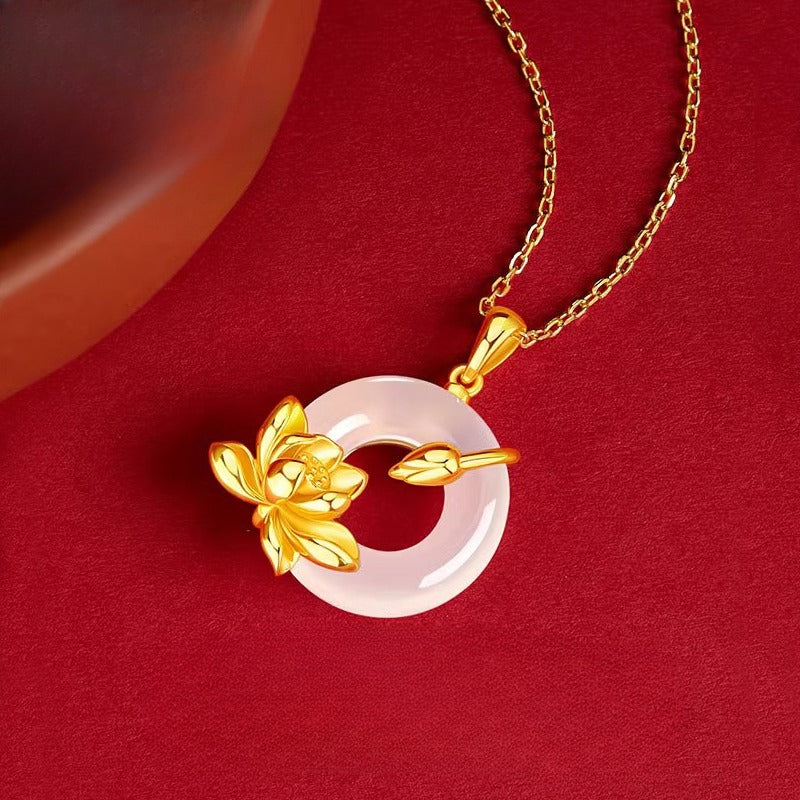 Zen Healing 925 Sterling Silver Lotus Peace Buckle Blessing Necklace