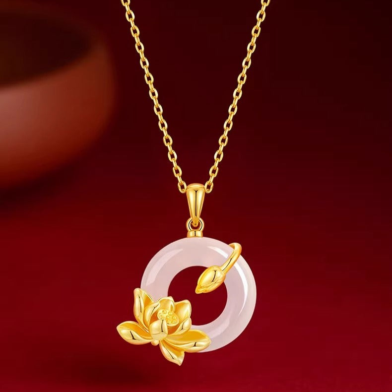 Zen Healing 925 Sterling Silver Lotus Peace Buckle Blessing Necklace