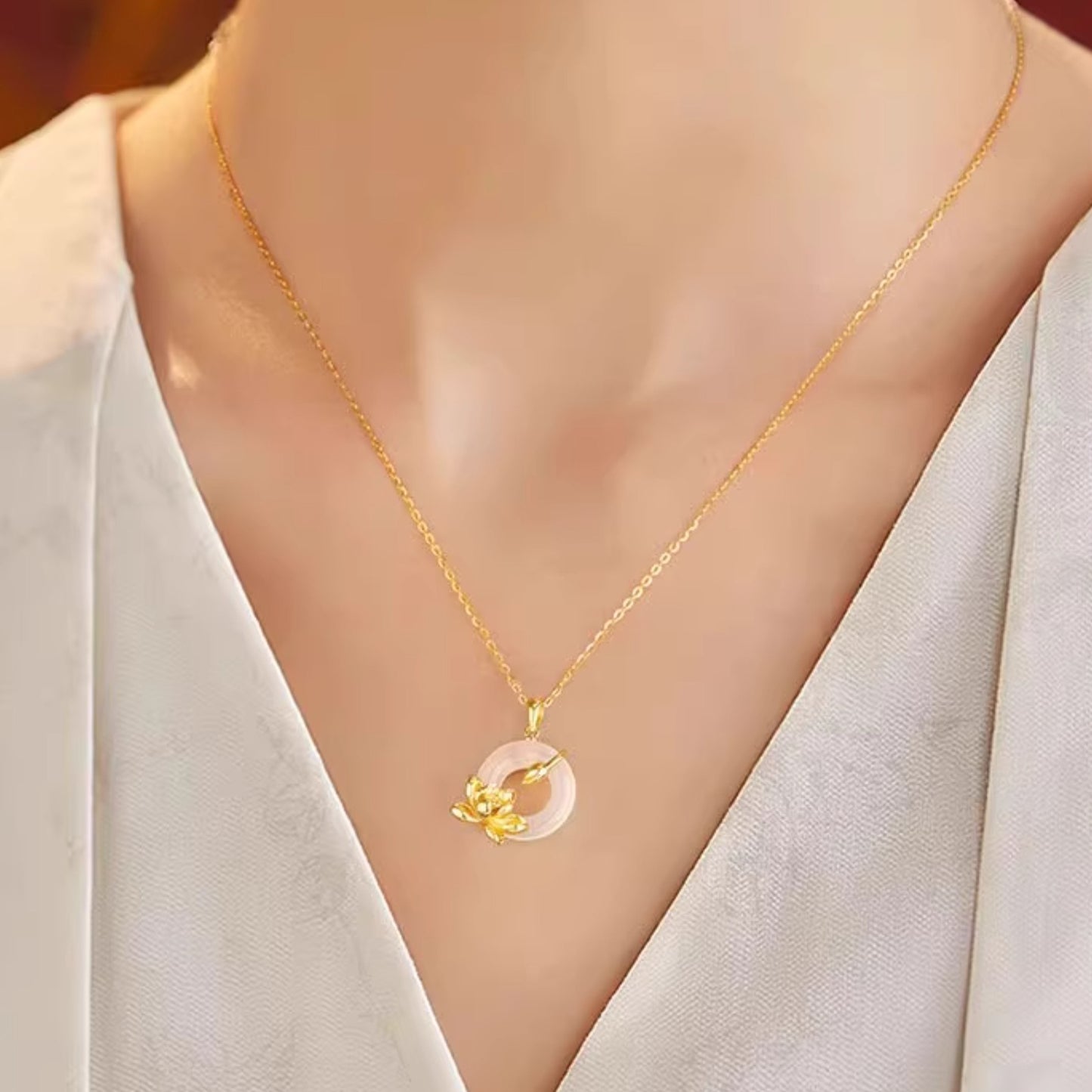 Zen Healing 925 Sterling Silver Lotus Peace Buckle Blessing Necklace
