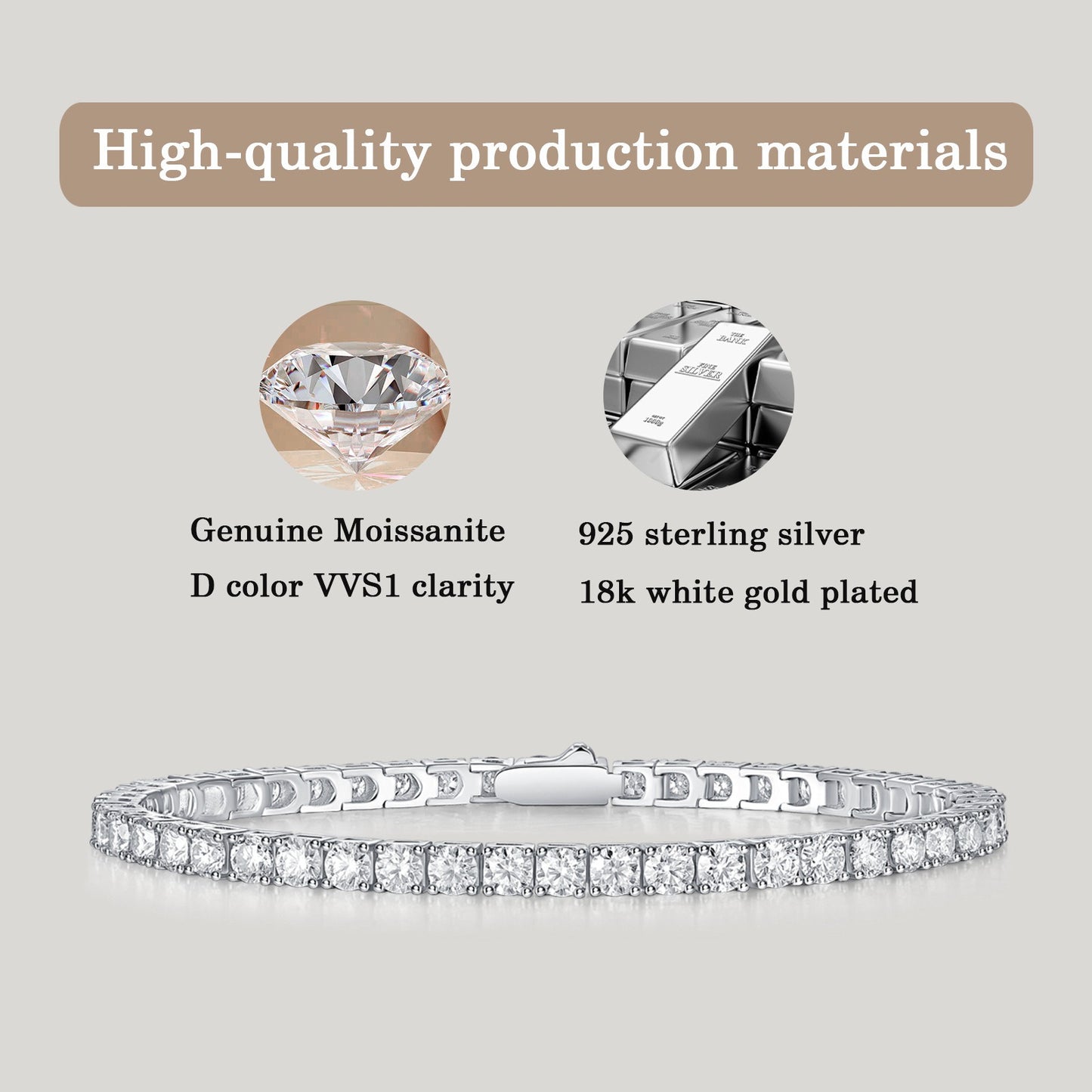 Zen Healing 925 Sterling Silver Moissanite Tennis Bracelet