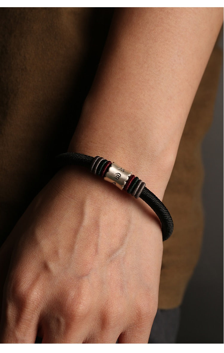 Zen Healing 999 Silver Tibetan Buddhist Handmade Mani Mantra Lucky Magnetic Clasp Bracelet