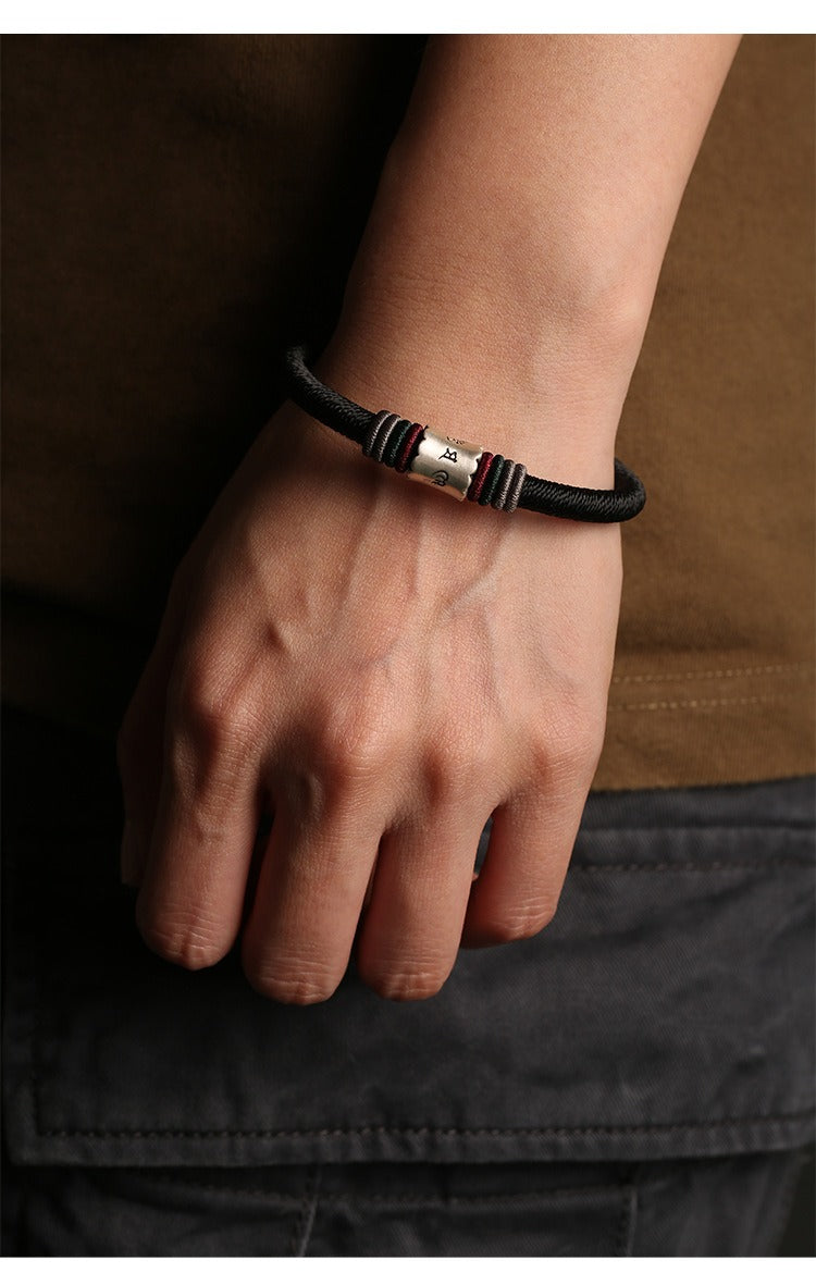 Zen Healing 999 Silver Tibetan Buddhist Handmade Mani Mantra Lucky Magnetic Clasp Bracelet