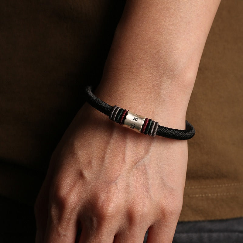 Zen Healing 999 Silver Tibetan Buddhist Handmade Mani Mantra Lucky Magnetic Clasp Bracelet