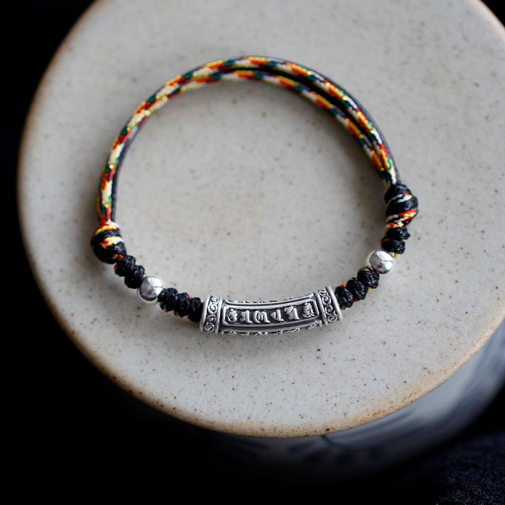 Zen Healing 999 Sterling Silver Tibet Handmade Om Mani Padme Hum Peace Braided Bracelet