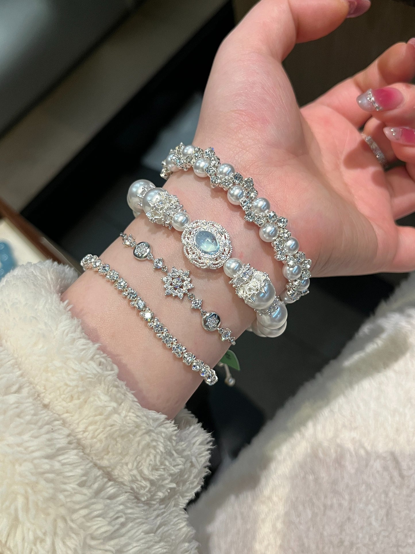 Zen Healing Amethyst Aquamarine Pearl Luxurious Bracelet
