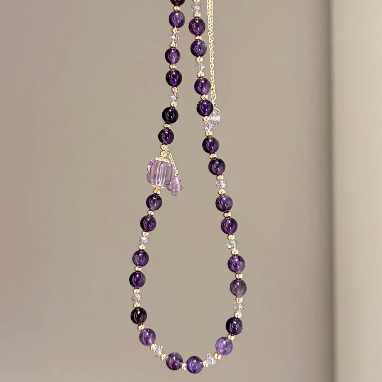 Zen Healing Amethyst Cube Wisdom Double Wrap Bracelet
