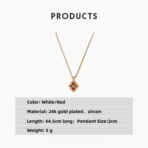 Zen Healing Baroque 24K Gold Plated Floral Clover Pendant Necklace