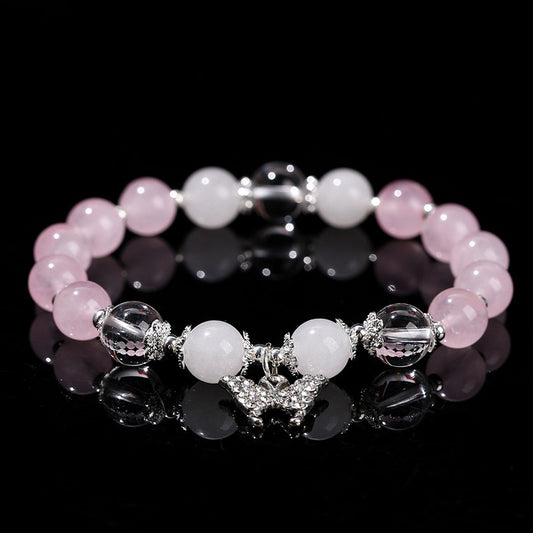 Zen Healing Blue Chalcedony & Pink Chalcedony Butterfly Transformation Bracelet