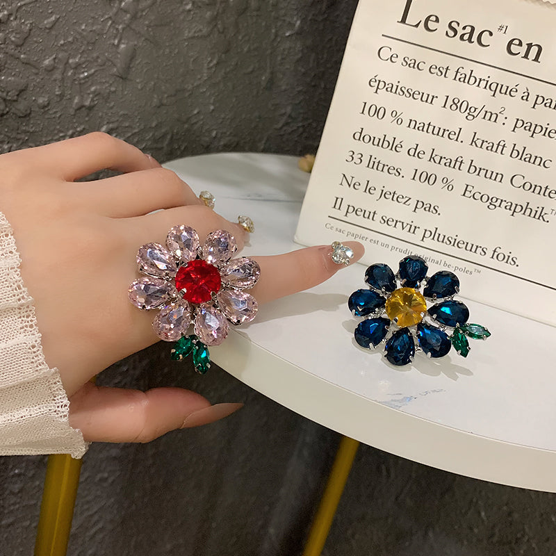 Zen Healing Bold Flower Adjustable Ring