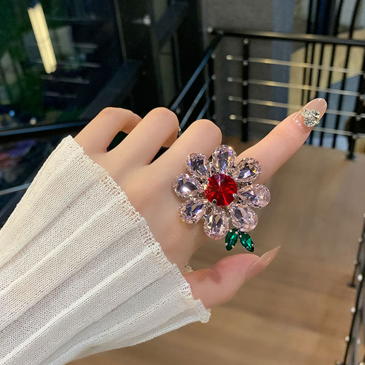 Zen Healing Bold Flower Adjustable Ring