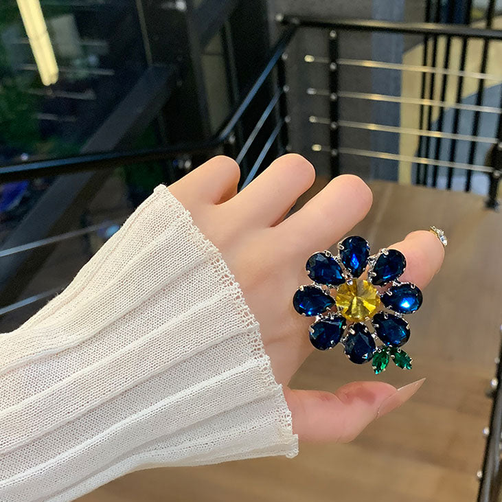 Zen Healing Bold Flower Adjustable Ring