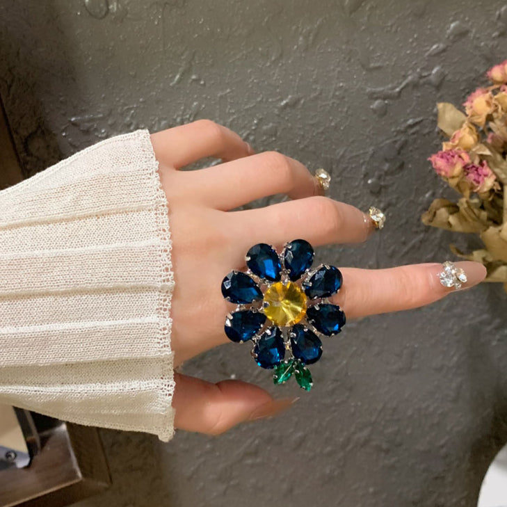 Zen Healing Bold Flower Adjustable Ring
