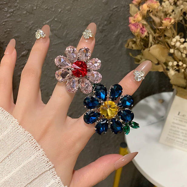 Zen Healing Bold Flower Adjustable Ring