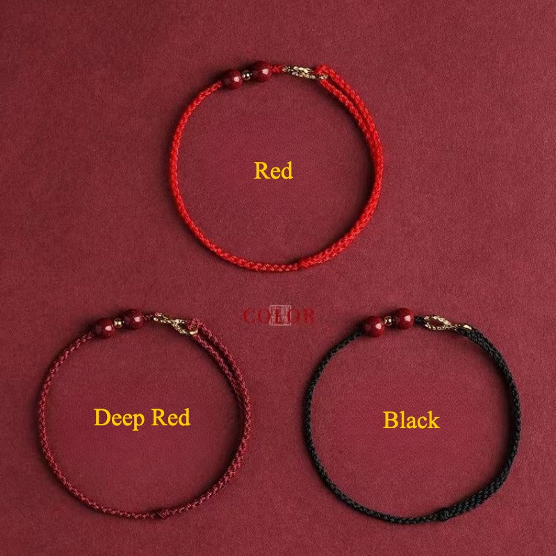Zen Healing Cinnabar 14K Gold Protection Bracelet Anklet