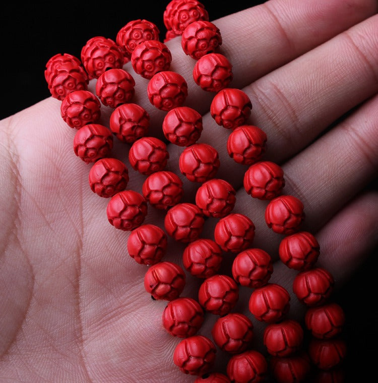 Zen Healing Cinnabar Lotus 108 Mala Prayer Beads Bracelet Buddha Bracelet