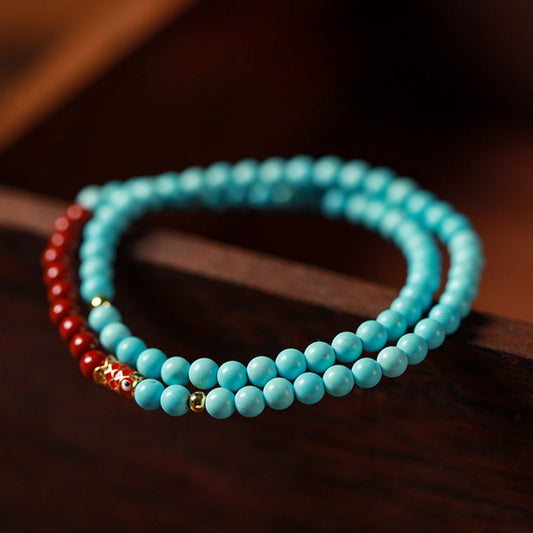 Zen Healing Cinnabar Turquoise Koi Good Fortune Bracelet