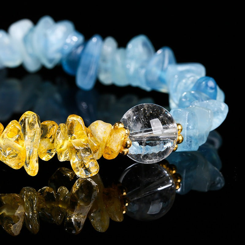 Zen Healing Citrine Aquamarine Crystal Luck Bracelet