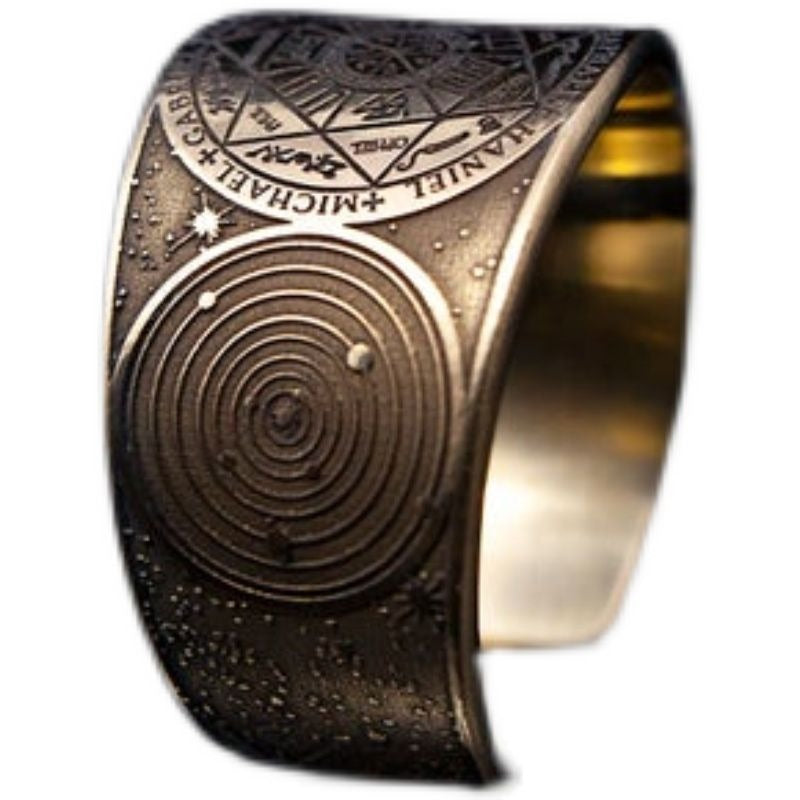Zen Healing Copper Brass Amulet Secret Solomon Pattern Adjustable Ring