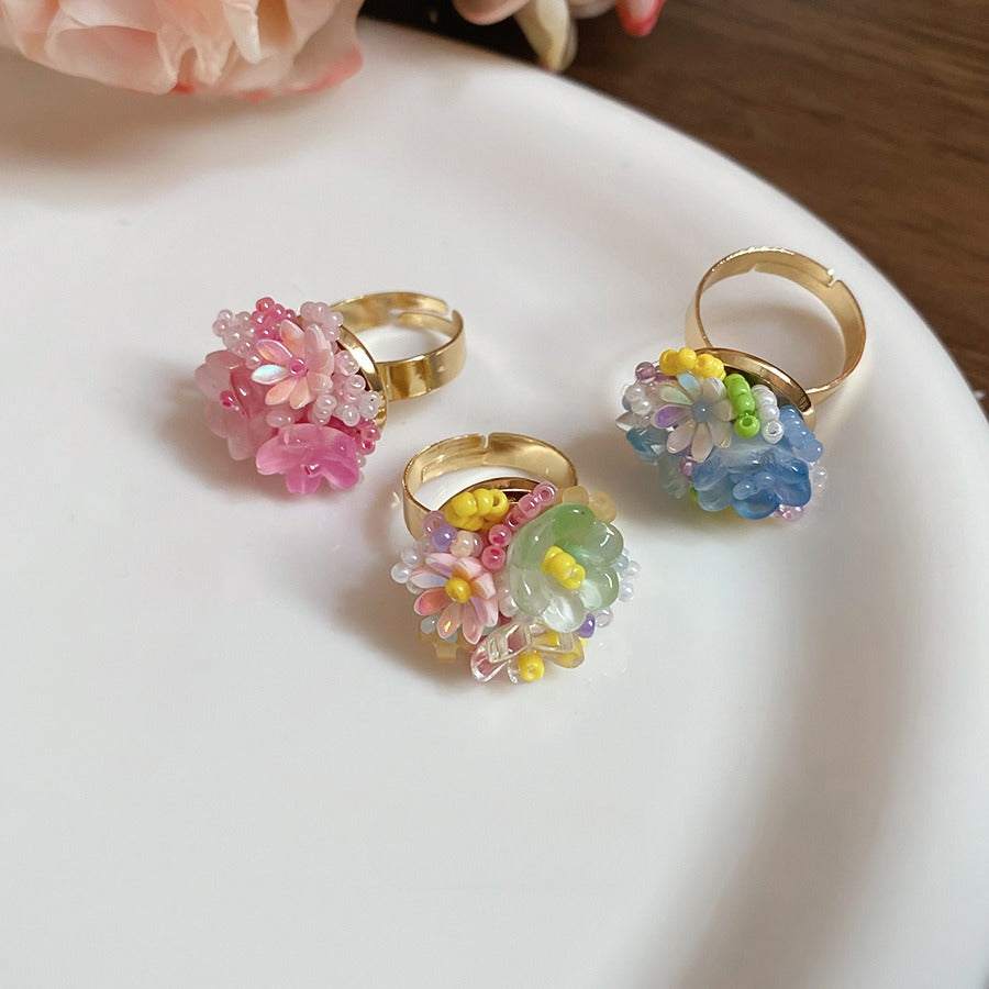 Zen Healing Dopamine Floral Adjustable Ring