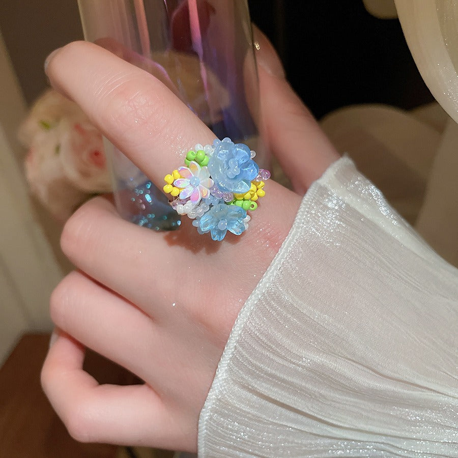 Zen Healing Dopamine Floral Adjustable Ring