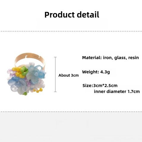 Zen Healing Dopamine Floral Adjustable Ring