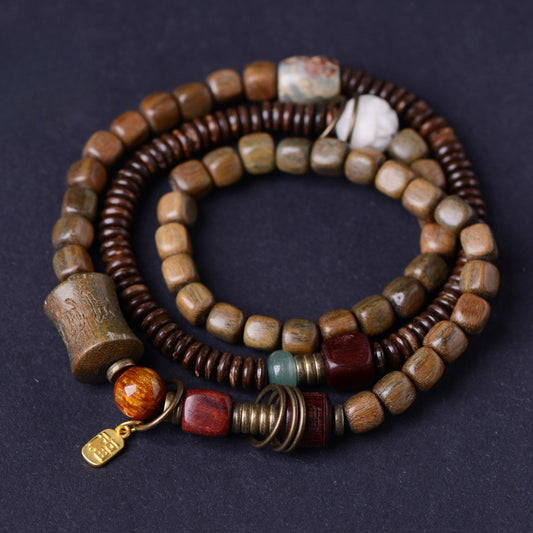 Zen Healing Ebony Green Sandalwood Tibetan Peace Bracelet