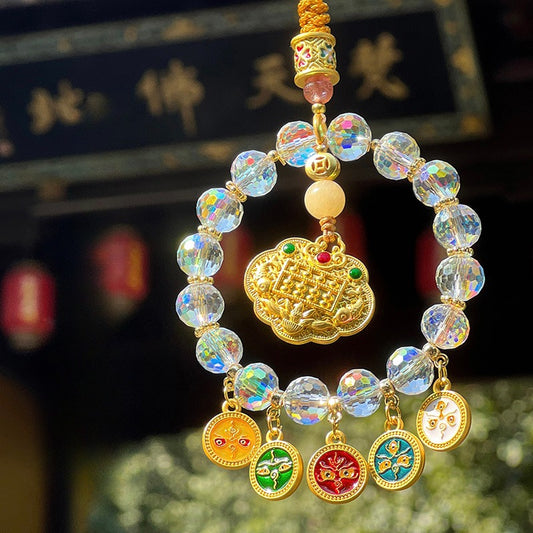 Zen Healing Five-Way Fortune God Multicolor Wealth Car Hanging Ornament