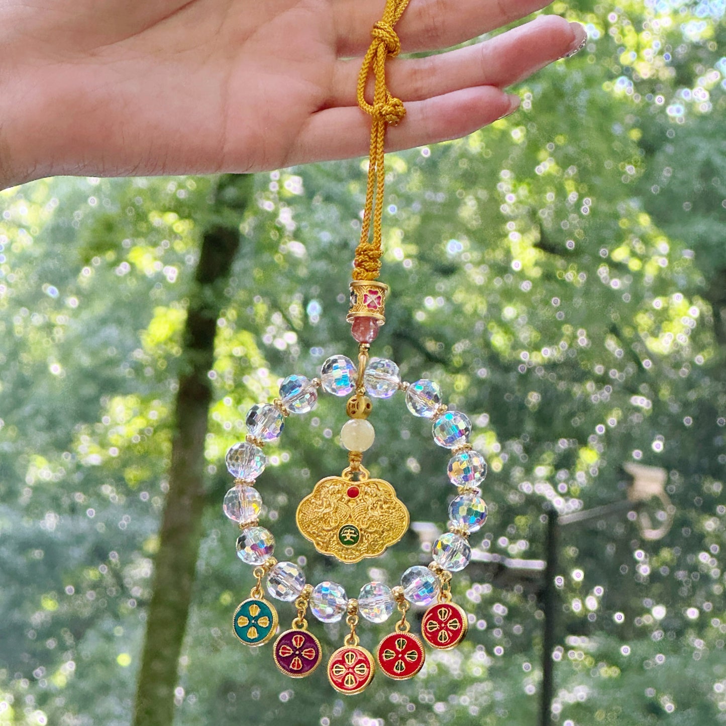 Zen Healing Five-Way Fortune God Multicolor Wealth Car Hanging Ornament