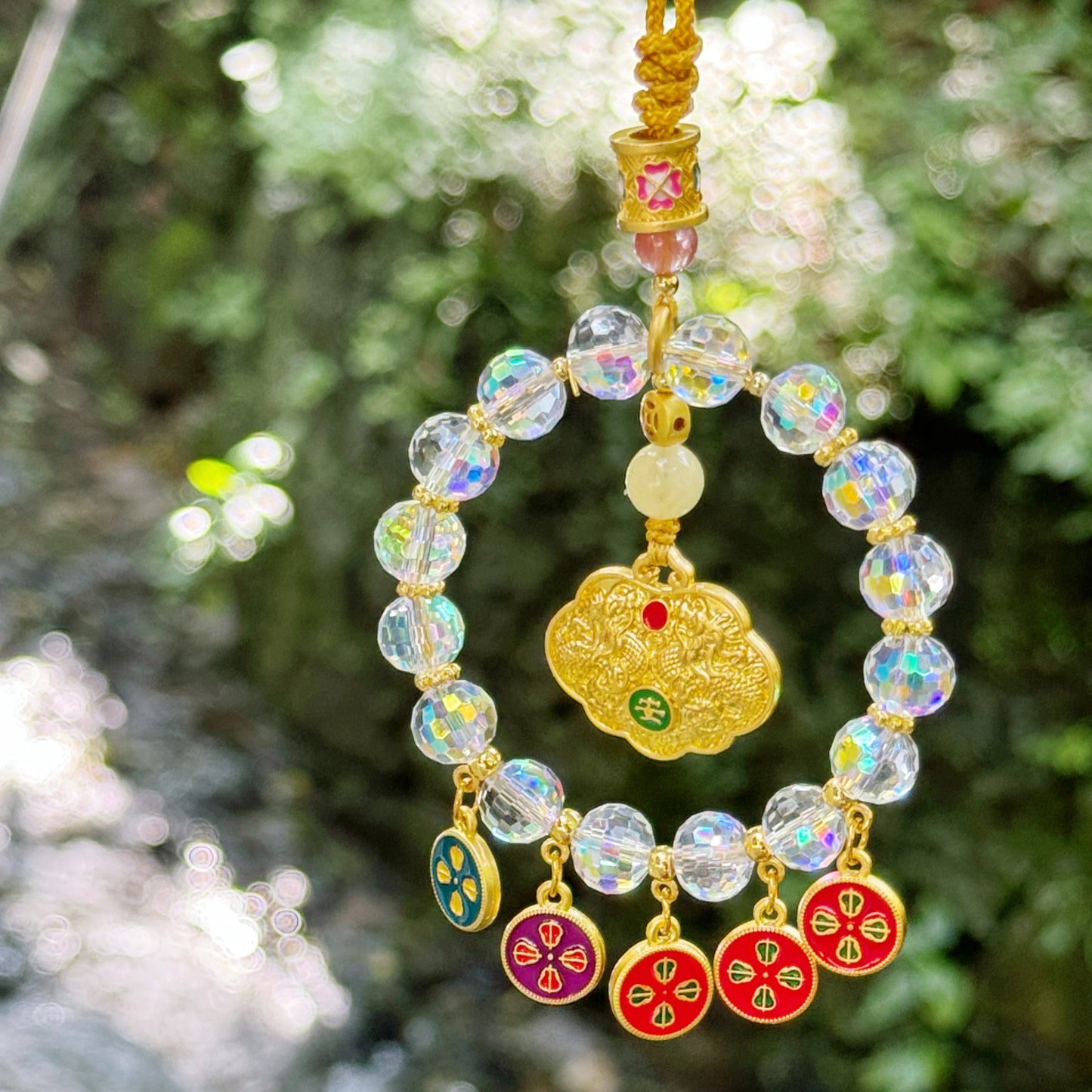Zen Healing Five-Way Fortune God Multicolor Wealth Car Hanging Ornament