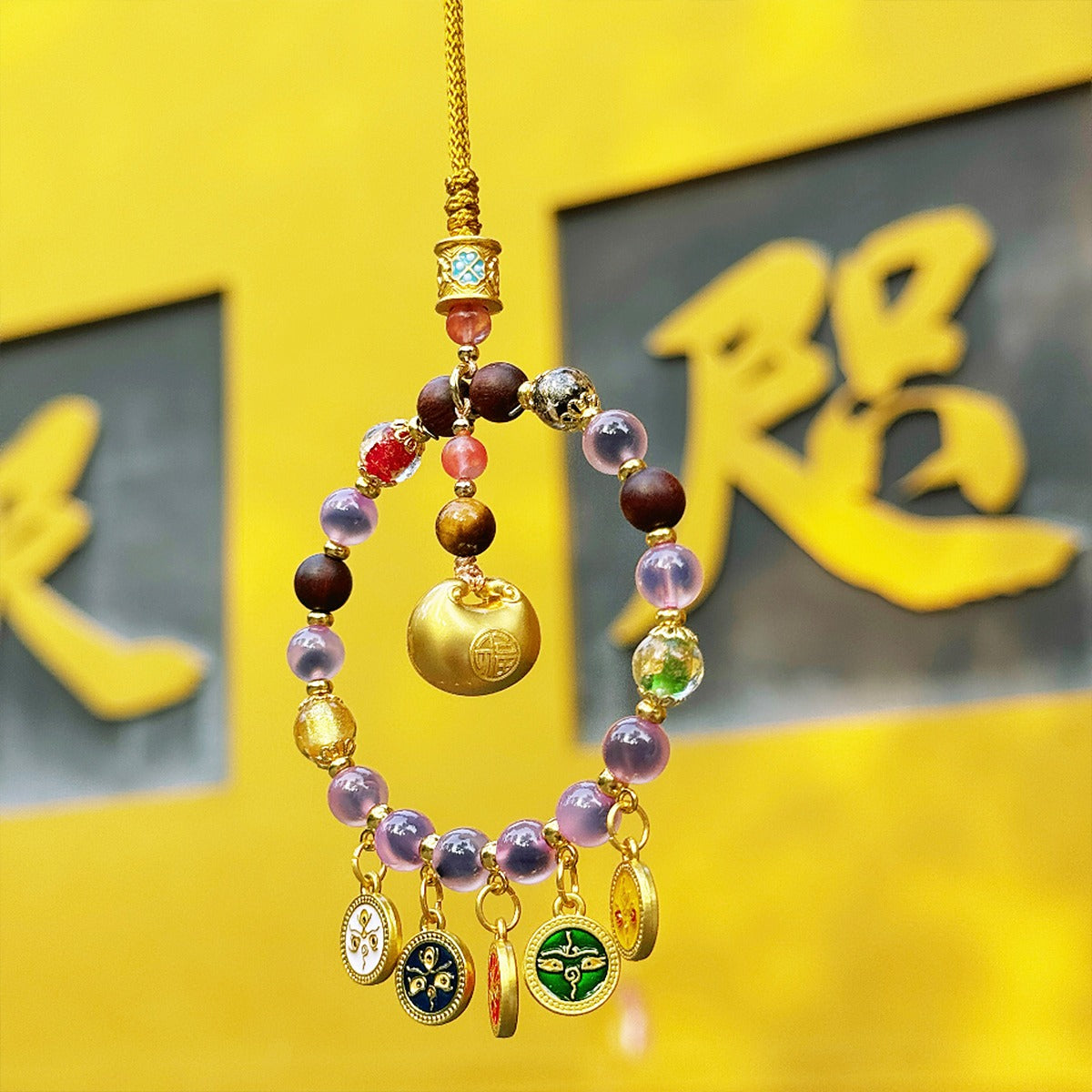 Zen Healing Five-Way Fortune God Multicolor Wealth Car Hanging Ornament