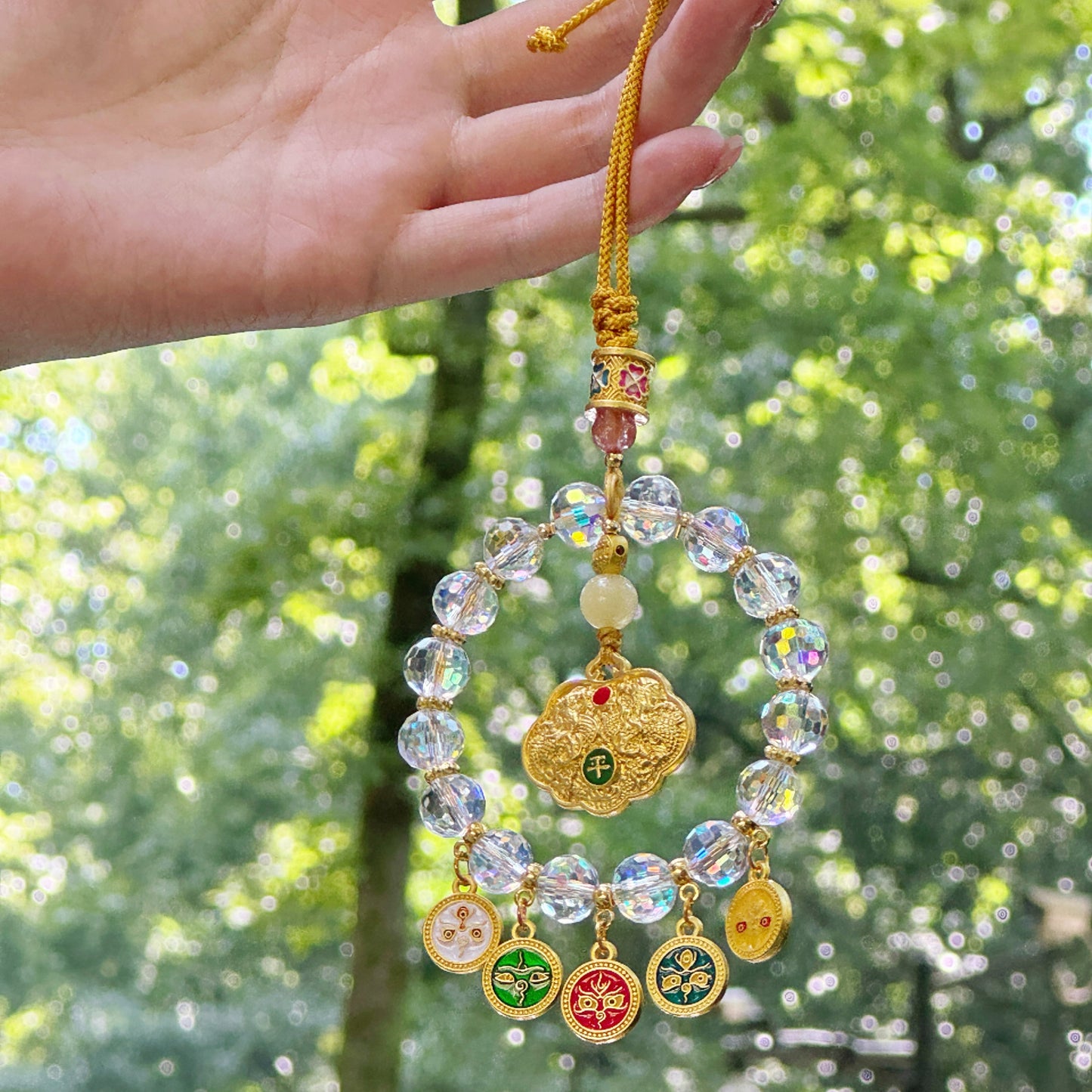 Zen Healing Five-Way Fortune God Multicolor Wealth Car Hanging Ornament