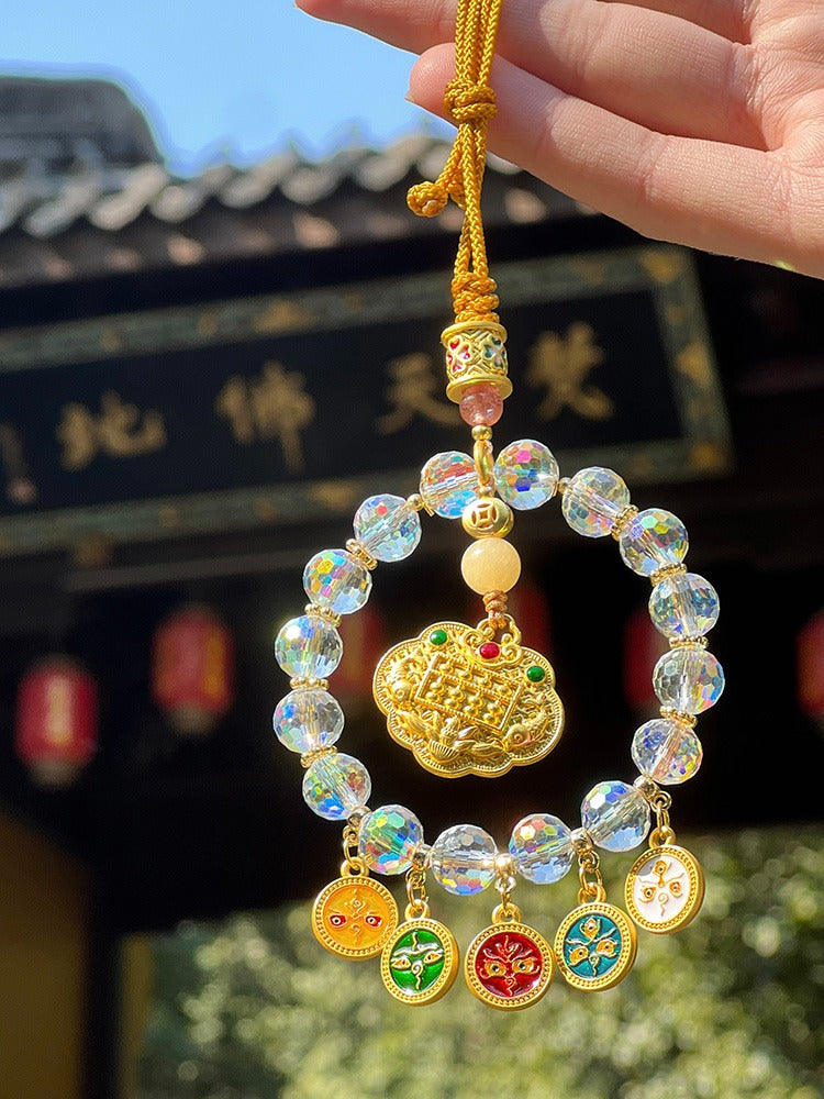 Zen Healing Five-Way Fortune God Multicolor Wealth Car Hanging Ornament