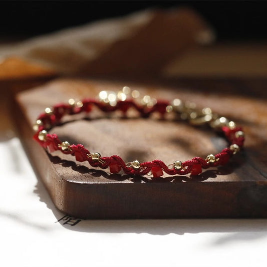 Zen Healing Floral Lucky Red String Braided Bracelet