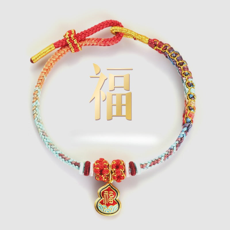 Zen Healing Fu Character Luck Red String Bracelet