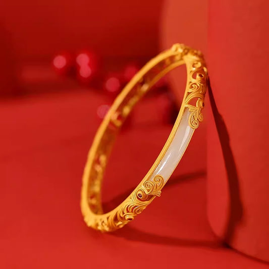 Zen Healing Gold Jade Success Bangle Bracelet