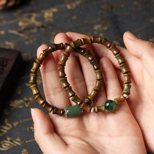 Zen Healing Green Sandalwood Bamboo Calm Bracelet