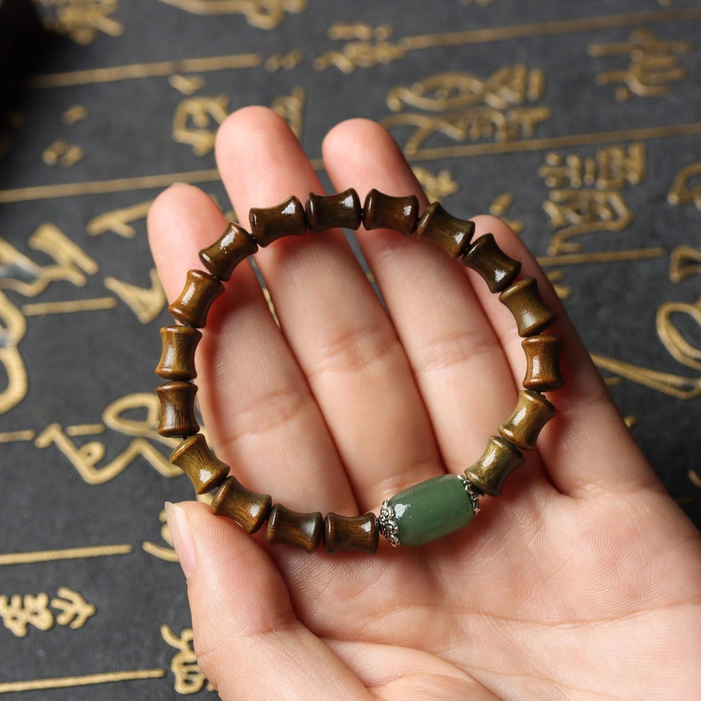Zen Healing Green Sandalwood Bamboo Calm Bracelet