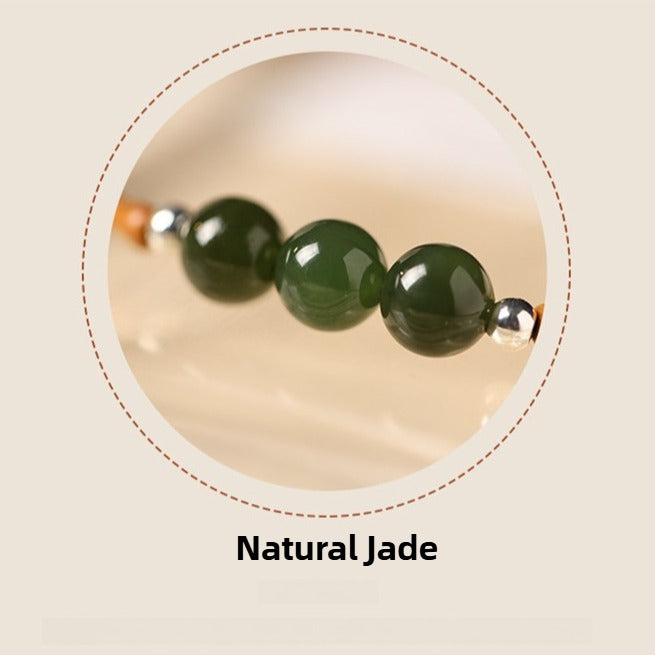 Zen Healing Hetian Jade Bead Bamboo Olive Blessing Bracelet