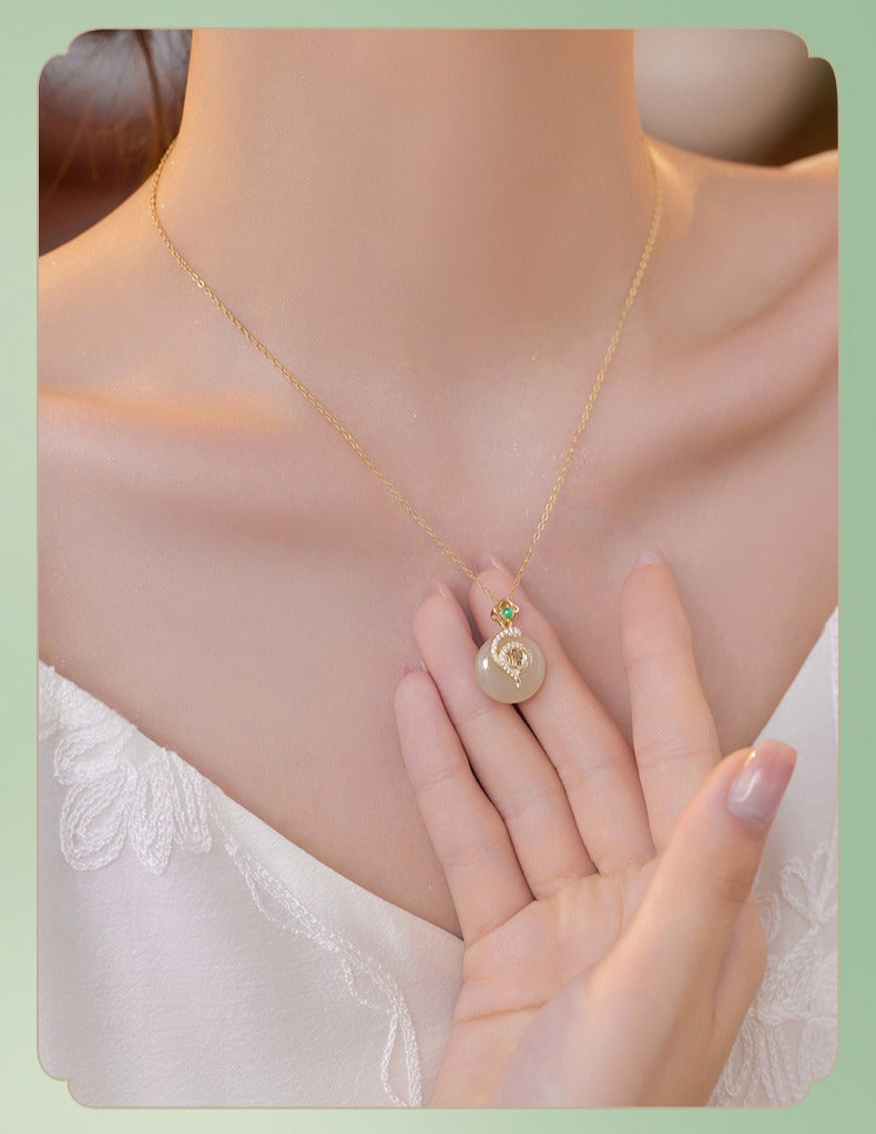 Zen Healing Jade 925 Silver Year of the snake Luck Necklace