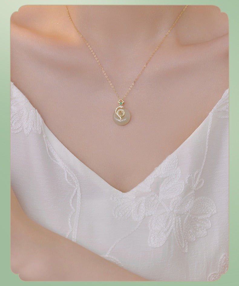 Zen Healing Jade 925 Silver Year of the snake Luck Necklace