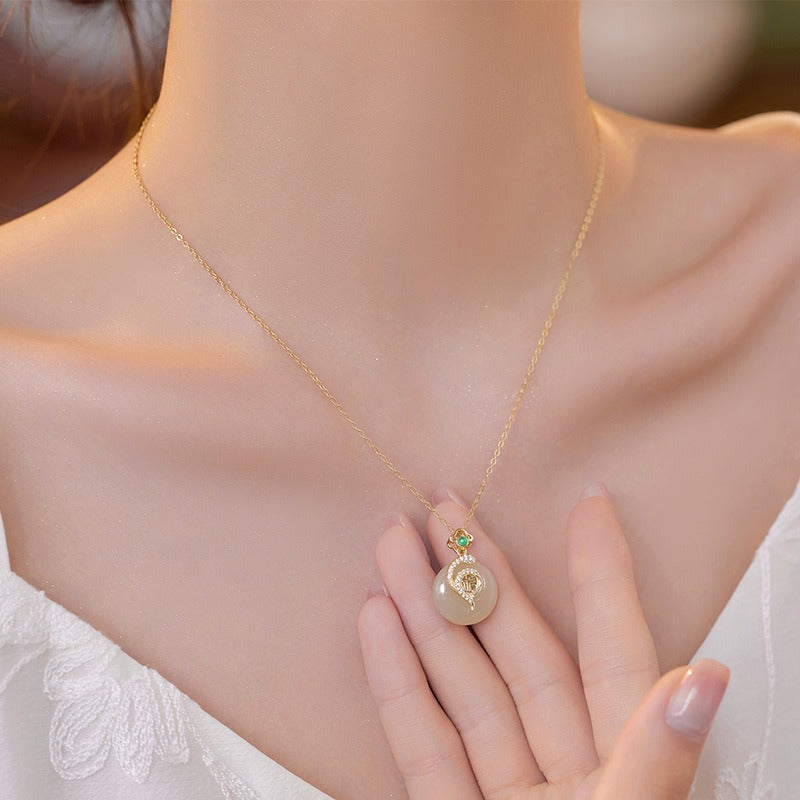 Zen Healing Jade 925 Silver Year of the snake Luck Necklace