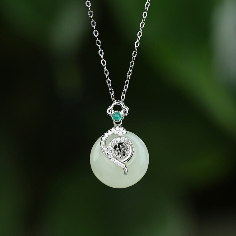 Zen Healing Jade 925 Silver Year of the snake Luck Necklace