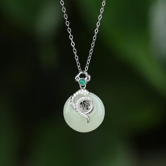 Zen Healing Jade 925 Silver Year of the snake Luck Necklace