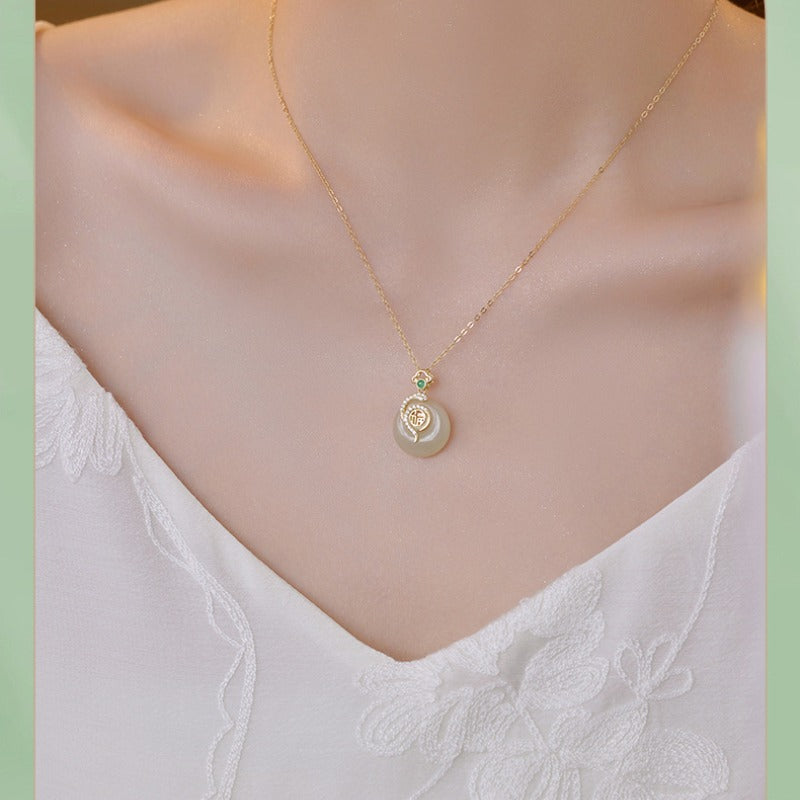 Zen Healing Jade 925 Silver Year of the snake Luck Necklace