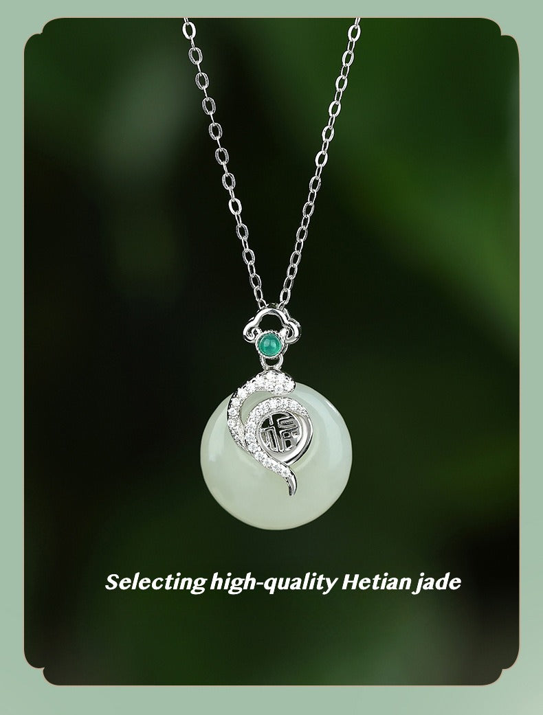 Zen Healing Jade 925 Silver Year of the snake Luck Necklace